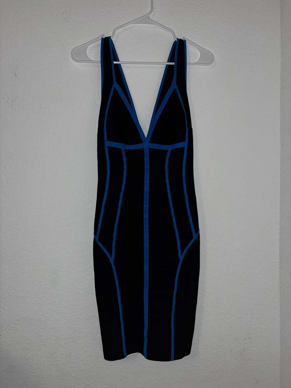 Herve Leger Angelica Black and Blue Bandage Dress Size S